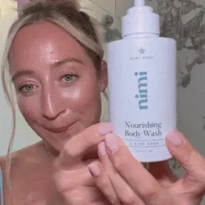 Lathering the Nourishing Body Wash in the shower